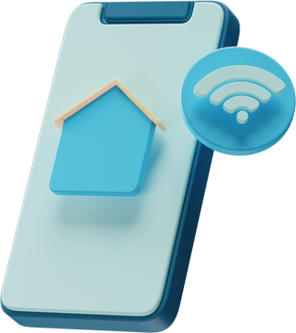 Phone control Smart Home 3d Illustration